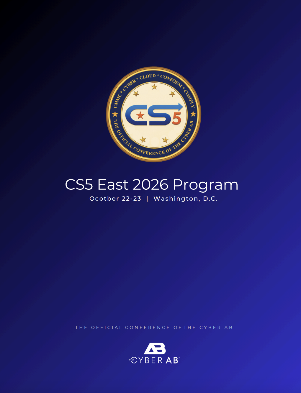 CS5 East 2026 program book cover - click to view the interactive example